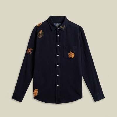 Portuguese Flannel Embroidery Flannel navy
