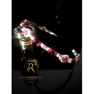 Radi handmade Диадема с народни мотиви с червени и черни кристали (870)