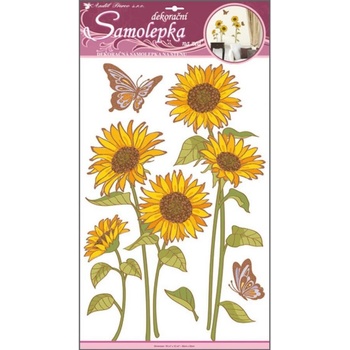 Anděl 10031 samolepící dekorace slunečnice s motýli a glitry 60x32cm