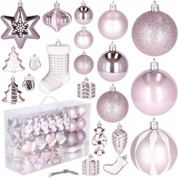 SPRINGOS Maxi 77-dielna sada vianočných ozdôb svetlo ružová