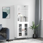 vidaXL Висок шкаф, бял, 69, 5x34x180 см, инженерно дърво (3189285)