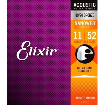 Elixir Acoustic Bronze 80/20 Nanoweb 11027 Custom Light