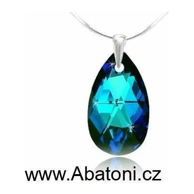 Swarovski Elements Stříbrný náhrdelník visací modrá slza, kapka 34252.3 Bermuda Blue
