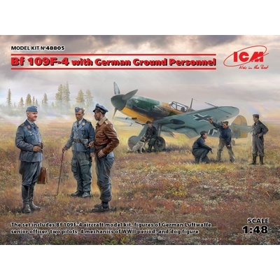 ICM Messerschmitt Bf 109F-4 w/ German Ground Personnel 48805 1:48