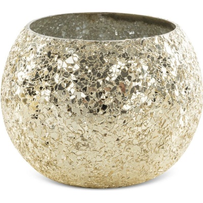 EUROFIRANY SKLENĚNÝ SVÍCEN MELIA 14X14X10 CM ZLATÁ
