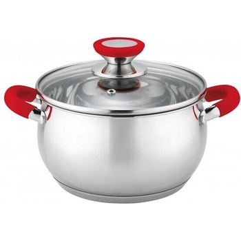 Voltz Тенджера Oliver Voltz OV51210N26, 26 см, 7.7 л, Индукция, Силиконови дръжки, Инокс/червен (OV51210N26 red)