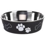 Flamingo Feeding and drinking bowl Kena Round Black Silver - иноксова купа за вода или храна - ЧЕРНА - размер Ø17 см / 800 мл, Белгия - 1030930