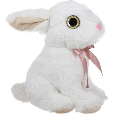 Плюш АМЕК Заек бял с панделка и големи очи 25 см