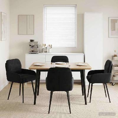vidaXL Обедени столове 4 pcs Кадифе Черно 59 x 59, 5 x 90 см (3428242)