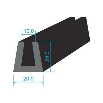 00535007 Pryžový profil tvaru "U", 20x20/10mm, 70°Sh, EPDM, -40°C/+100°C, černý – Zboží Mobilmania