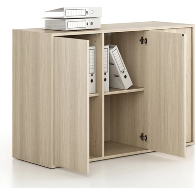 Frame, Kancelárska skriňa nízka, 3 dvere, 1299 x 450 x 881 mm, zámok PUSH-lock, dub prírodný