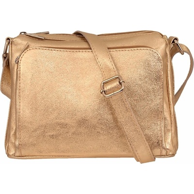 MaxFly kožená crossbody kabelka 5542 zlatá