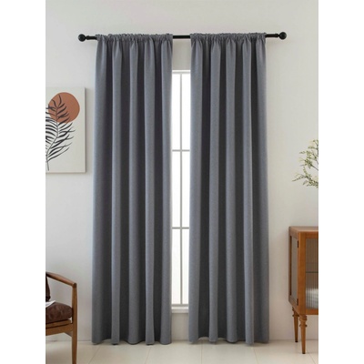 MKLuzkoviny.cz Blackout závěsy Ricardo šedé - 140 x 250 cm (2ks) - řasící stuha