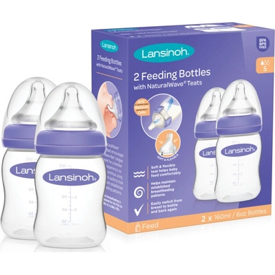 Lansinoh set lahviček Natural Wave se savičkou fialová 2x160 ml