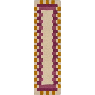 Flair Rugs Жълто-розова ръчно изработена вълнена пътека 60x230 cm Kai Wool Border - Flair Rugs (503119376936)