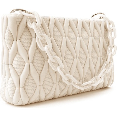 Smetanová netradiční prošívaná crossbody dámská kabelka Azzini
