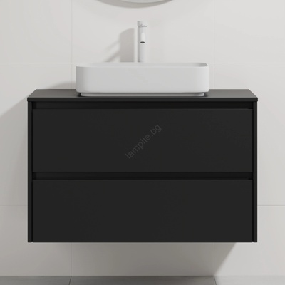 Bath Deluxe Елегантен шкаф за баня с мивка TRONDHEIM/LJORDAL, 90x57x46 см, в черно/бяло (SETBT0151D)