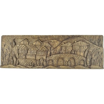 Дърворезбовано пано Възрожденски къщи от Балкана (5445)
