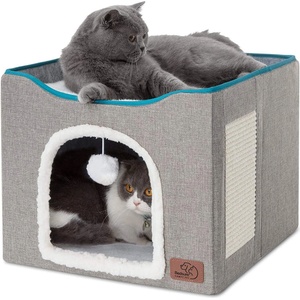  Къща за котки с тераса, сива (4252-g)