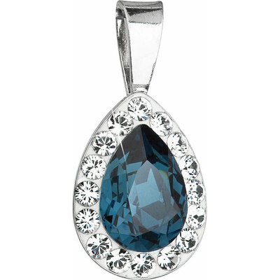 Swarovski Elements Pear rhodiovaný (přívěsek + řetízek) modrá slzička, kapka 34252.3 Denim blue modrá