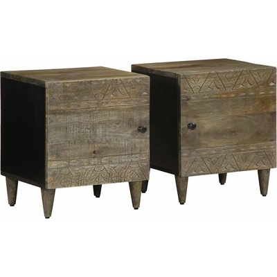 vidaXL Нощни шкафчета 2 бр. светло сиво масивна дървесина манго (4017789)