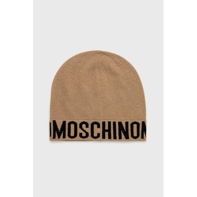 Moschino Вълнена шапка Moschino в бежово с фина плетка от вълна (M2354.65233)