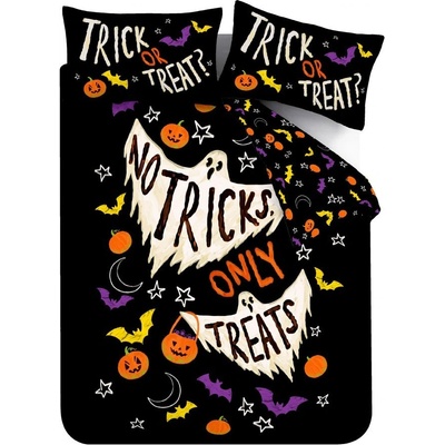 Catherine Lansfield Черно единично спално бельо 135x200 cm Halloween Trick or Treat - Catherine Lansfield (BD/60467/W/SQS/BK)