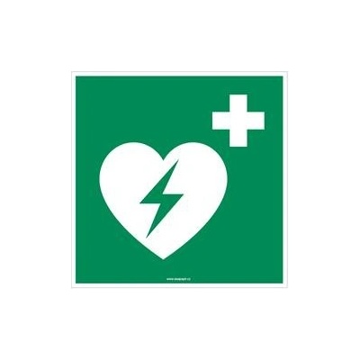 Defibrilátor - bezpečnostní tabulka, plast 2 mm 200x200 mm
