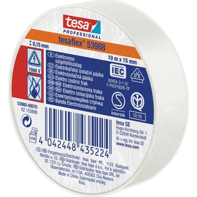 Páska tesa® PRO tesaflex®, elektroizolačná, sPVC, 15 mm, biela, L-10 m