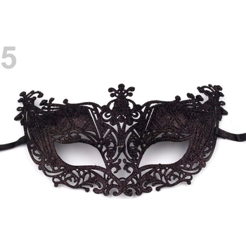 maska škraboška s glitrami 1 ks čierna 5 čierna