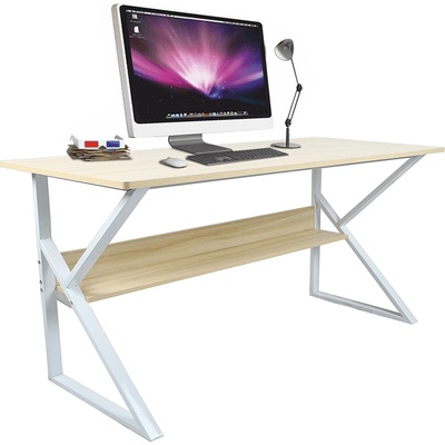 Бюро с рафт tarcal 140 натурален дъб с бяла метална рамка