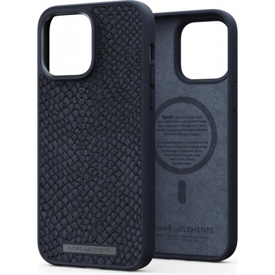 Pouzdro Njord iPhone 14 Pro Max Salmon Leather Magsafe Case černé