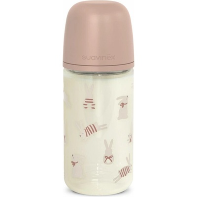 Suavinex Láhev sklo Wonderland fyziologická SX Pro růžový králík 240 ml