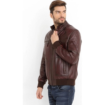 Jacket Club Мъжко яке от естествена кожа e-862 - Бордо #318678 (318678_Кафяво)