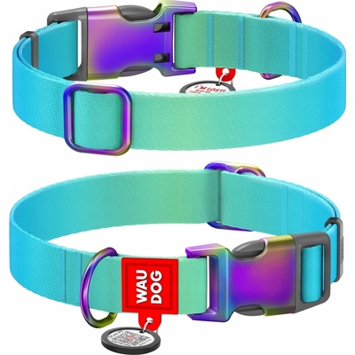 Waudog Nylon collar with QR code for gradient dog