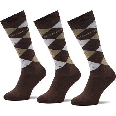 Horka Комплект 3 чифта дълги чорапи мъжки Horka Riding Socks 145450 Ch Dk. Brown/Beige (Riding Socks 145450)