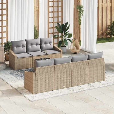 vidaXL Комплект дивани 8 pcs Бежов и Светло Сив полиратан (3346630)