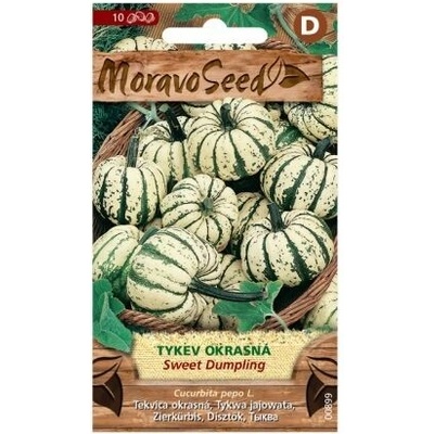 Semená okrasné okrúhle tekvice SWEET DUMPLING, bielo-zelené, 10 ks.
