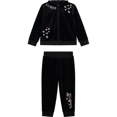 Guess Спортен плюшен екип за мини момиче в черен цвят с цветни детайли Guess