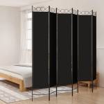 vidaXL Параван за стая, 6 панела, черен, 240x220 cм, плат (350177)