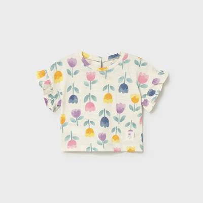 MAYORAL Тениска къс ръкав с цветя за бебе момиче Mayoral