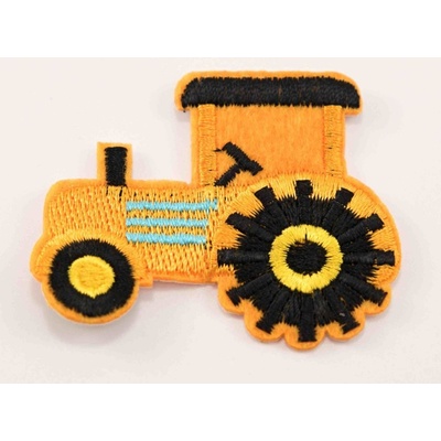 Nažehľovacia záplata - Traktor 4,5 cm x 5,5 cm - VIAC FAREBNÝCH VARIANT oranžová