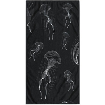 Restilo Черно-бяла плажна кърпа 90x180 cm Jellyfish - DecoKing (120040982)