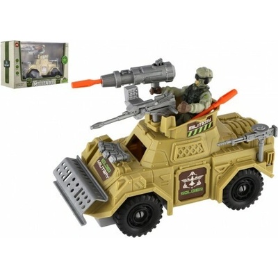 Teddies Vojenská sada obrnené auto + vojak s doplnkami plast na voľný chod
