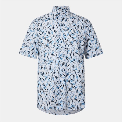HUGO BOSS Риза с къс ръкав Boss Men's H-JOE Kent Patterned Short Sleeve Tailored Fit Shirt - Lt Pas Blue 450