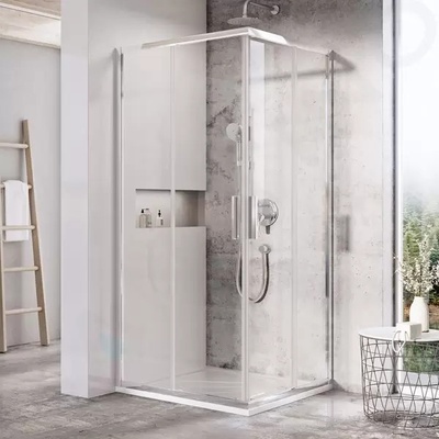 Ravak BLSRV2 Čtvercový 90 cm, posuvné dveře, lesklý nerez/čiré sklo, X1LM70C00Z1 – Zboží Mobilmania