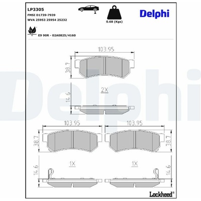 Sada brzdových platničiek kotúčovej brzdy DELPHI LP3305