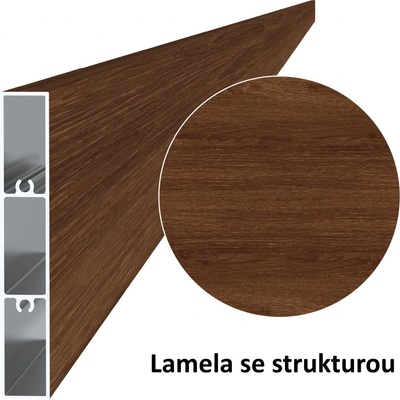 Hliníkový profil s povrchovou úpravou dřevo dekor - ořech, práškový lak se strukturou, 100x16x6000mm