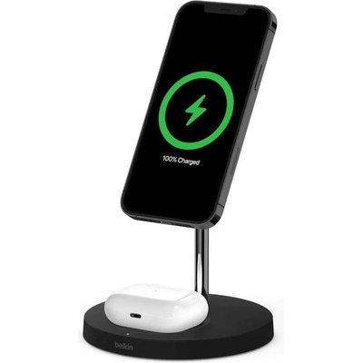 Belkin Boost Charge Pro 2-in-1 Wireless Charger with MagSafe 15W - двойна поставка (пад) за безжично зареждане за iPhone с Magsafe и AirPods (черен)