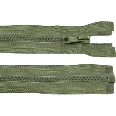 Kostěný zip no.5 rozepínací 80cm bundový color: 663 tmavě khaki zelená